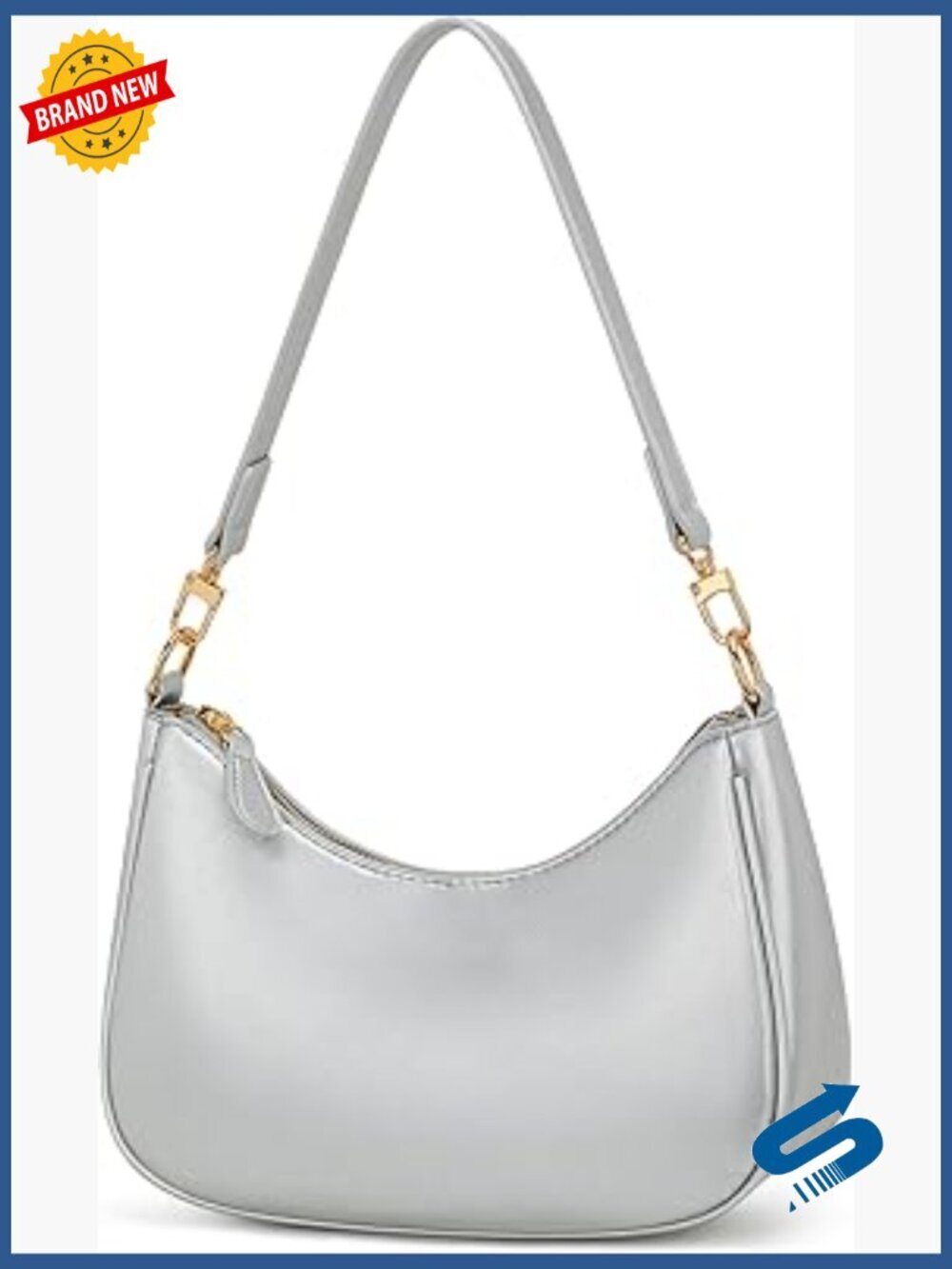 Small PU Leather Shoulder Bag with Removable Straps, 5 Pockets